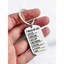 1pc Stainless Steel Inspirational Dog Tag Keychain, An Ideal Small Gift For Christian Believers Car Accessories Bag Charm Backpack For School - Steel Color - 查看 8