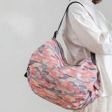 Foldable Reusable Grocery Shopping Bag With Large Capacity And Sturdy Shoulder Strap For Everyday Grocery Runs, Travel, Market Trips, Foldaway Tote For Quick Storage, Durable Lightweight Carryall With Wide Opening, Convenient Handles, Multi Pocket Design, Ideal For Spring And Summer Shopping Spree - Multicolor - View 5