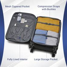 TSA Lock 360° Spinner Wheels Expandable Lightweight Softshell Polyester Luggage Carry-On, Cabin, 20/24/28 Inch Suitcase & 3-Piece Set For Travel - Black - View 10