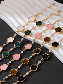 Bộ 5 chiếc vòng tay hình cỏ ba lá đính đá sang trọng cổ điển, kiểu dáng công sở dành cho nam giới, quà tặng kỷ niệm cho bạn trai. - Nhiều màu - Xem 5