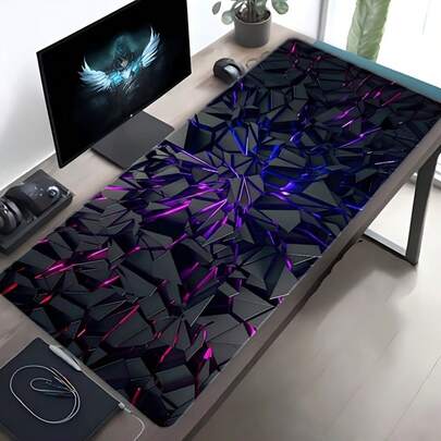 1 pezzo Tappetino per mouse extra large moderno nero con design al neon luminoso, base in gomma di alta qualità, tappetino da scrivania durevole, adatto per il gaming e l'ufficio, regalo perfetto per Natale e Ognissanti