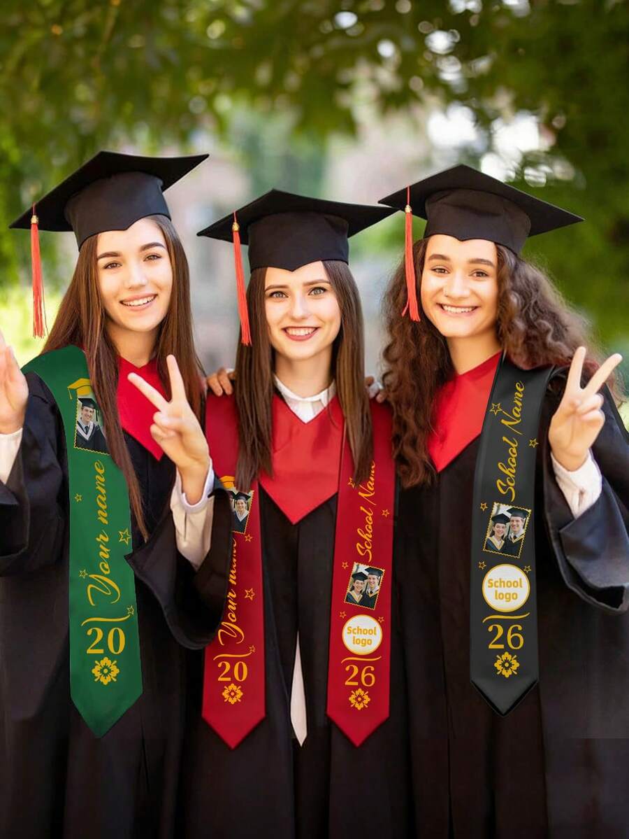1 PC - Custom Ribbon Made, 2026 Personalized Graduation Sash - Ribbon Can Be Customized With Images And Text, 2026 Graduation Honor Sash, With Photo And Name - 2026 Class Honor Sash Decoration, Elegant Graduation Cape, Lightweight Polyester Material, Can Be Made According To Personal Design For Graduation Attire, Perfect For Graduation Ceremony And Party Photo Booth - Multicolor - View 1