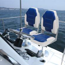 Cabin Seats - Royal Blue and White Patchwork - View 5