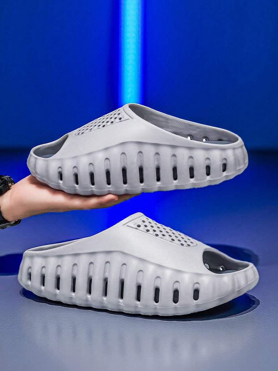 Sandal Dalam Ruangan Pria Elegan untuk Musim Panas, Sandal Pasangan Anti Selip, Senyap, Tahan Aus, dan Sol Tebal, Sandal Modis dan Sportif - Grey - View 1