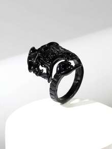 1 pieza Anillo de guitarra esqueleto de estilo punk rock para hombres - Negro - Ver 8