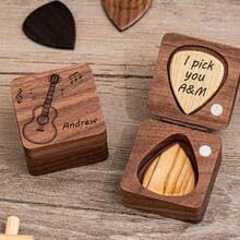 Customized Text Wooden Guitar Pick Set - Personalized Engraved Wooden Picks With Wooden Storage Box, Suitable As Gifts For Guitarists And Musicians - Customized Text Wooden Guitar Pick Gift Set With Storage Box, Great For Guitarists And Music Lovers - DIY Customized Guitar Pick Set - Personalized Text Engraved Wooden Picks With Storage Box, Suitable As Guitar Accessories For Guitarists - Multicolor - View 2