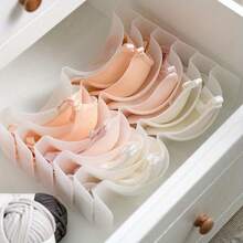 6Pcs/Set Bra Storage Dividers, Plastic Drawer Separator, Closet Underwear Organizer For Bra & Lingerie Storage - White - View 6