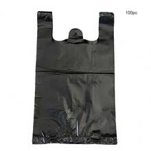 50/100/200pcs Pack Thick Black Plastic Vest Carrier Bags, Household Trash Bin Liners, Bedroom & Office Storage Bags - Trash Bag - View 7