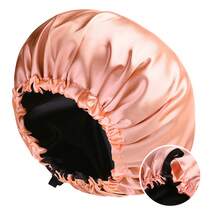 New Women's Fashion Double-Layer Satin Sleep Cap For Beauty And Hair Care, Adjustable BEQJ - Tím + Đen - Xem 6
