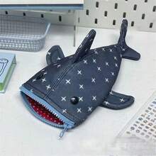 1 Pc Shark Pencil Box, Shark Mouth Zipper Pencil Case, Cute Shark Pencil, Special Creative Canvas Animal Stationery Bag - A - View 8