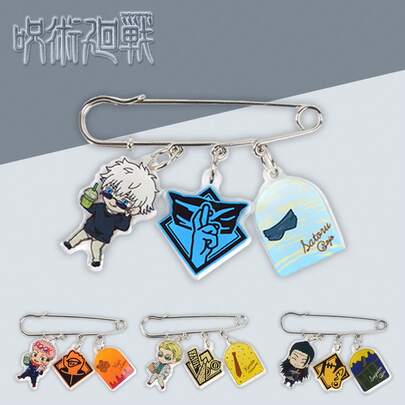 Jujutsu Kaisen 1pc Anime Acrylic Brooch, Acrylic Cartoon Character Portrait Brooch Pendant, Suitable For Boys And Girls, Can Be Used For Clothing Or Backpack Decoration
