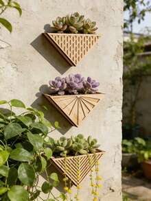 1件/2件装波西米亚风几何三角形木质壁挂式收纳架，现代农舍风格木质多肉植物架，易于安装，四季皆宜，现代简约壁挂式花架，艺术家居装饰 - 适用于玄关、走廊、浴室、客厅、餐厅、狭窄空间、阳台、公寓墙面装饰、植物展示、节省空间的壁挂式收纳和家居装饰 - 彩色 - 查看 2