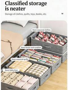 1pc Thick Foldable Storage Bag, Large Capacity Underbed Storage Bag, Utilize Wardrobe Space, Seasonal Clothes Storage Bag, Transparent Window For Easy Viewing, Waterproof & Dustproof Reinforced Handle, Suitable For Home & Dorm Organization - Beige - View 2