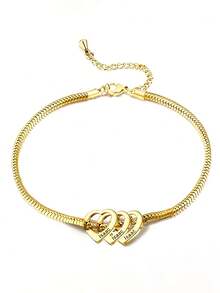 Customized Stainless Steel Personalized Family Name Bracelet With Heart Pendant. Mother's Love, Family Names Laser Engraved, Elegant Holiday Gift Suitable For Valentine's Day, Thanksgiving, Mother's Day, Teacher's Day, Christmas, Birthday, Anniversary - Multicolor - View 20