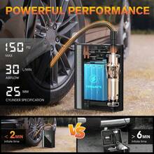Carsun Portable Car Jump Starter And Air Compressor, 4-In-1 Air Pump With Rear Storage Box, 150PSI 22 Cylinder, Fast Inflation, 10000mAh, Wireless Digital Display Version, With Car Emergency Jump Starter Power, Equipped With LED Light, Suitable For RVs, Off-Road Vehicles, Trucks, Etc. - Wireless - View 7