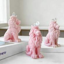 1pc Policy Crown Lion Squatting Silicone Mold, Handmade Artwork Making, Aromatherapy Candle Ornament, Gypsum Graffiti, Resin Animal Ornament, Demoulding Angle, Reusable Silicone Mold. - White Lion - View 4