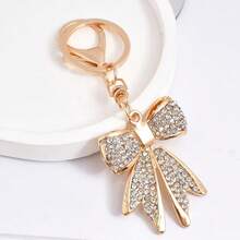 1件装 时尚水钻蝴蝶结 可爱女孩 简约百搭 汽车钥匙链 包包挂饰 - 彩色 - 查看 4
