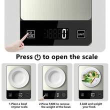 1个带液晶显示屏的数字厨房秤，不含电池，最大称重22磅（约10公斤）食物秤 | 非常适合备餐、烹饪和烘焙 - 白色 - 查看 7