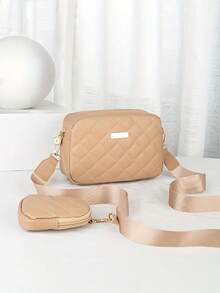 1 Set Girls' Fashion Quilted Mini Shoulder Bag With Coin Purse, Rhombus Pattern Crossbody Bag, Detachable Strap, Ideal For Daily Use, Party, And Gift - Multicolor - View 10