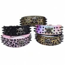 iDestry Collares de perro con picos de 2" de ancho, collares de perro de cuero para perros grandes y medianos, Pitbull, Mastiff, Rottweiler, Pitbull, Labrador, Boxer, collar de calavera para perros de tamaño medio a grande - Multicolor - Ver 2