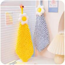 Toalla de mano con diseño de flor adorable, toalla de mano colgante de chenilla gruesa para la cocina, absorbente y que no suelta pelusa, paño de limpieza para niños, toalla de chenilla gruesa y absorbente de secado rápido para uso múltiple en cocina y baño, con gran capacidad de absorción y que no suelta pelusa - Multicolor - Ver 3