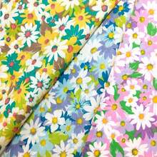 1pc Daisy Print Cotton Patchwork Fabrics, DIy Cotton Cartoon Printed CraftFabrics, Patchwork For Sewing DIY Crafts - Multicolor - View 1