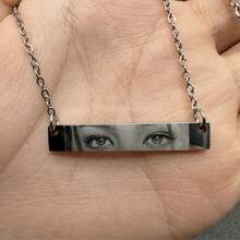 1pc Customized Photo Necklace, Men's Necklace, Stainless Steel Necklace, Personalized Memorial Gift, Men's Jewelry, Customized Necklace, Stainless Steel Jewelry, Best Friend Necklace, Men's Chain, Valentine's Day Gift, Anniversary Gift, Christmas Gift - Multicolor - View 3