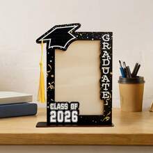 1pc Graduation Cap Wooden Tassel Photo Frame With Inspirational Quote - Modern Vertical Desktop Display Stand, Suitable For Graduation Photos, Graduation Party Decor & Graduate Keepsake Gift, Graduation Party Decor - Multicolor - View 12