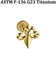 1PC Punk G23 Impant Titanium Ox Horn/Boat Anchor Labret Lip Nose Stud Internal Threaded Cross Sword Flat Back Earrings16G Conch Helix Tragus Piercing Jewelry Silver Color &18k Golden Plated In Daily Life - As Shown - View 12