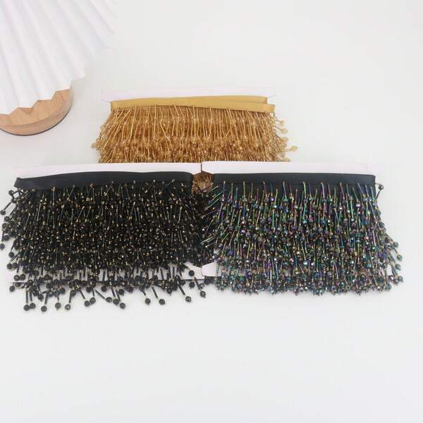 5.5cm Handmade Tassel Black Lace DIY Clothing Accessories, Wedding Shoes Jewelry Sewing Craft Supplies, Decorative Tassel Lace Trim Suitable For Women's Clothing, Dance Costumes