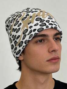 Unisex Leopard Print Beanie Hat - Multicolor - View 7