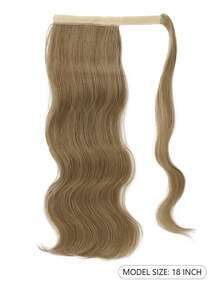 环绕式马尾辫，自然长波浪马尾辫接发，18英寸耐热合成自然波浪假发，环绕式马尾辫接发，适合女性日常使用 - 彩色 - 查看 10