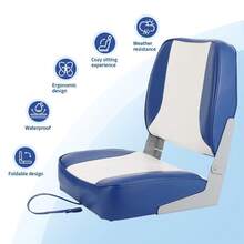 Cabin Seats - White and Blue Patchwork - View 3