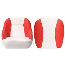 Silla de capitán para pontón, silla ergonómica tipo cubo para capitán, acolchado de espuma comprimida, estructura de plástico moldeado por inyección, sillas de capitán para barco con perno de montaje - Esquema de colores blanco y rojo - Ver 1
