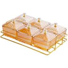 Divided Snack Serving Bowls Dried Fruit Tray Creative,Food Storage Box Fruit Snacks Serving Platter For Candy Snacks Dessert, Clear - 琥珀色 - 查看 7