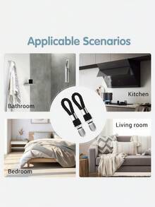 金属厨房毛巾夹带挂环，布艺挂钩架，适用于家庭厨房浴室橱柜衣物挂钩 - 编织环 - 彩色 - 查看 8