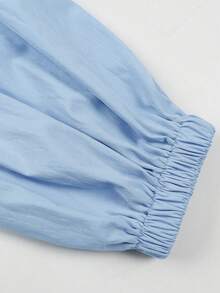 Blusa para mujer nueva colección primavera-verano 2026, estilo casual vacacional, cuello con volantes, cierre de botones - Azul - Ver 6