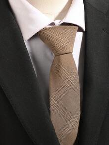 1条卡其色格子JK风格时尚休闲百搭人造棉舒适领带 - 彩色 - 查看 2