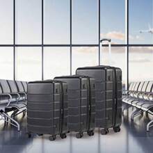 Carry On Luggage, Hard Shell, Double Spinner Wheels Lightweight Suitcase  Lock, Luggage Set - Black - View 1