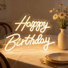 1pc Happy Birthday LED Neon Sign, Holiday Wall Decor, Home Party & Dorm Room Decoration, USB Powered, Ideal For Birthday Party Theme - Happy Birthday Light Board - View 11