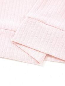 Acelitt Cute Light Pink High Collar Pocket Striped Casual Short Sleeve T-Shirt, Summer - Pink - View 11