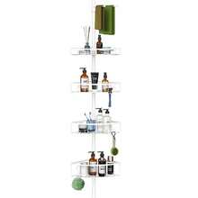 Kadolina - Soporte de ducha esquinero de tensión estante de ducha de 4 niveles estante de almacenamiento de ducha de 53 a 120 pulgadas de altura ajustable soporte de champú para baño tina organizador de accesorios de ducha blanco - Blanco - Ver 6