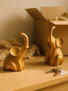 1个/2个金色大象摆件，家居装饰，现代简约风格，适合客厅和卧室 - 多色 - 查看 4