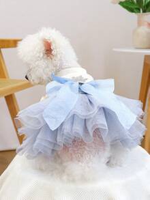 PETCIRCLE 1 pieza Vestido para mascotas, Ropa para perro/gato, Falda de princesa de hielo nueva y delgada para primavera/verano - Azul - Ver 1