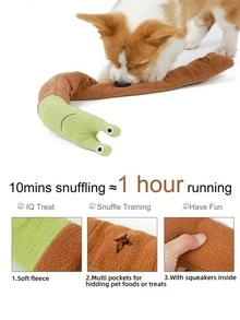 1个蜗牛造型发声益智玩具，慢食喂食，嗅闻觅食玩具，适合幼犬和小型犬，磨牙和觅食本能训练，柔软互动狗狗玩具 - 彩色 - 查看 6