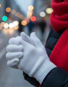 Unisex Thick Wool Glove Autumn Winter High Quality - White - View 8
