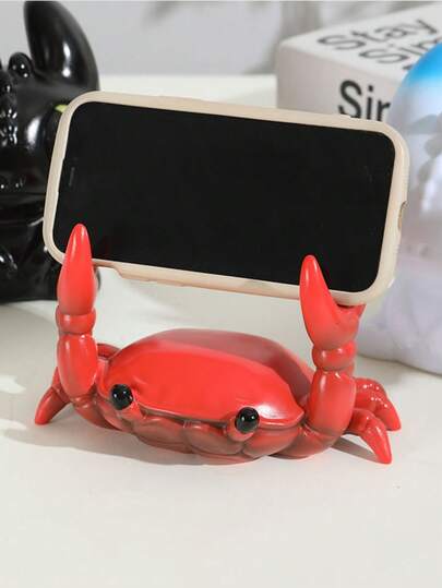 1pc Crab Shaped Decorative Ornament Holder, Phone Holder, Pen Holder, Glasses Holder, Makeup Brush Holder, Can Be Used As A Pen Cup, Desktop Storage Decoration, Room Decoration, Home Decoration, Various Scenes, Stable Anti Slip Design