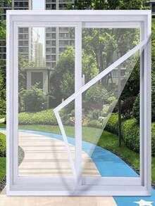 Mosquito-Proof Screen Window, Self-Adhesive Window Mosquito Net, Summer Insect-Proof Door, Window Mosquito Net ﻿ - Gray Mesh With White Edges - View 12