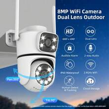 Camera WiFi 8MP, Camera chống nước IP65, Camera dạng trụ/cầu, Camera ngoài trời, Camera PTZ với tầm nhìn ban đêm có màu, Xoay 360°, Zoom kỹ thuật số 5X, Phát hiện người, Camera CCTV thích hợp cho sân vườn, phòng khách, nhà kho, siêu thị và các môi trường khác. - trắng - Xem 2