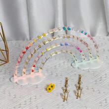 74孔彩虹渐变亚克力耳环展示架，女士耳环首饰收纳架，透明塑料耳环整理展示架 - 炫彩 - 查看 4